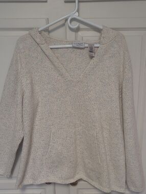 Vintage villager Cream Heathered V-Neck Hoodie Sweater